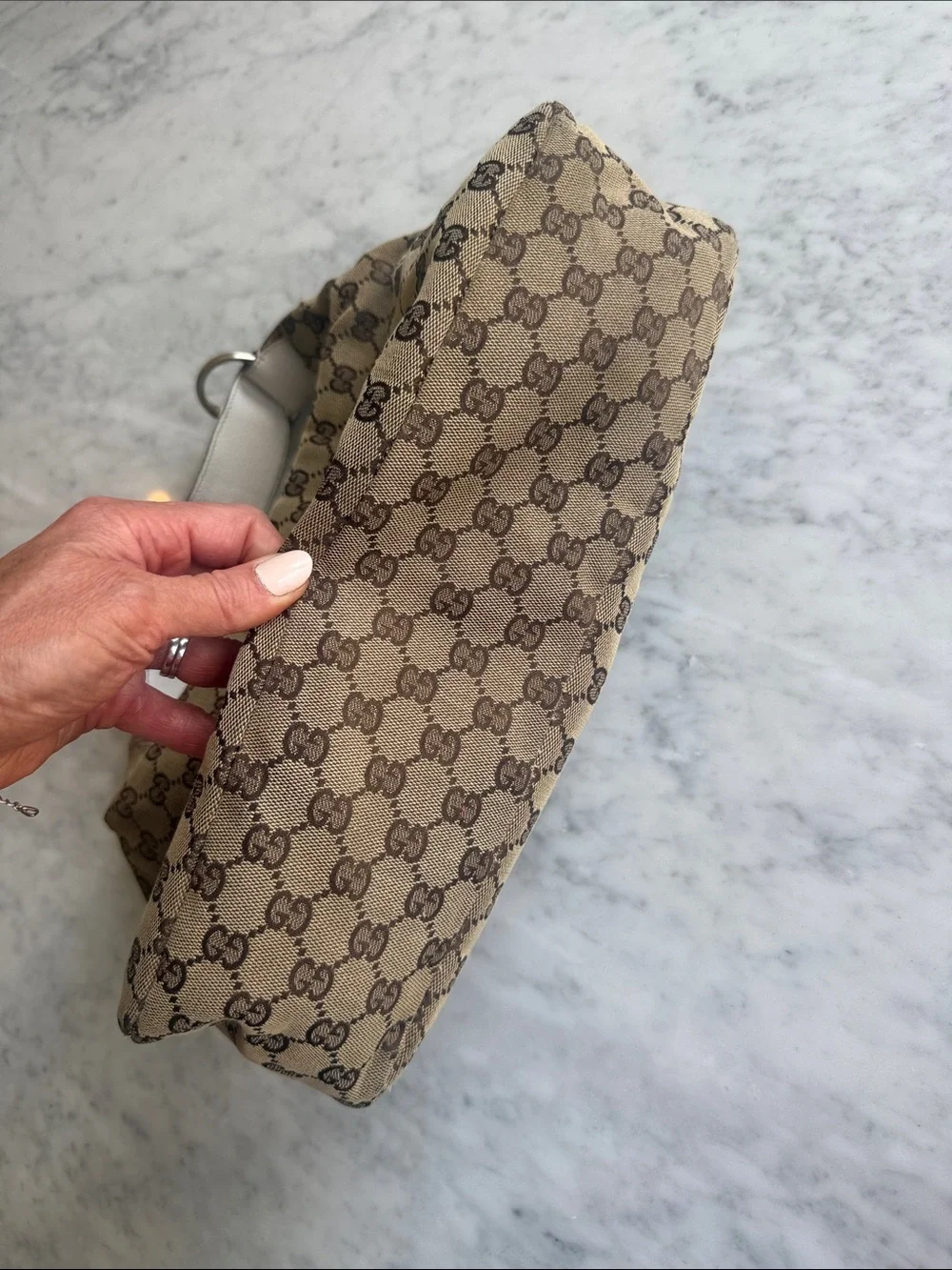 Gucci GG Canvas Horsebit Hobo Bag